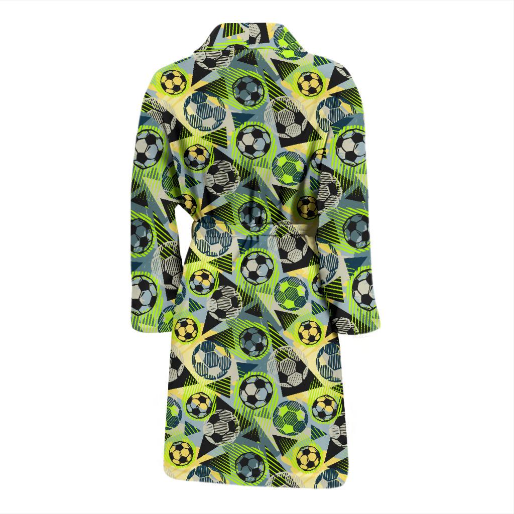 Soccer Ball Themed Print Pattern Men Bath Robe-JTAMIGO.COM