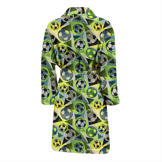 Soccer Ball Themed Print Pattern Men Bath Robe-JTAMIGO.COM
