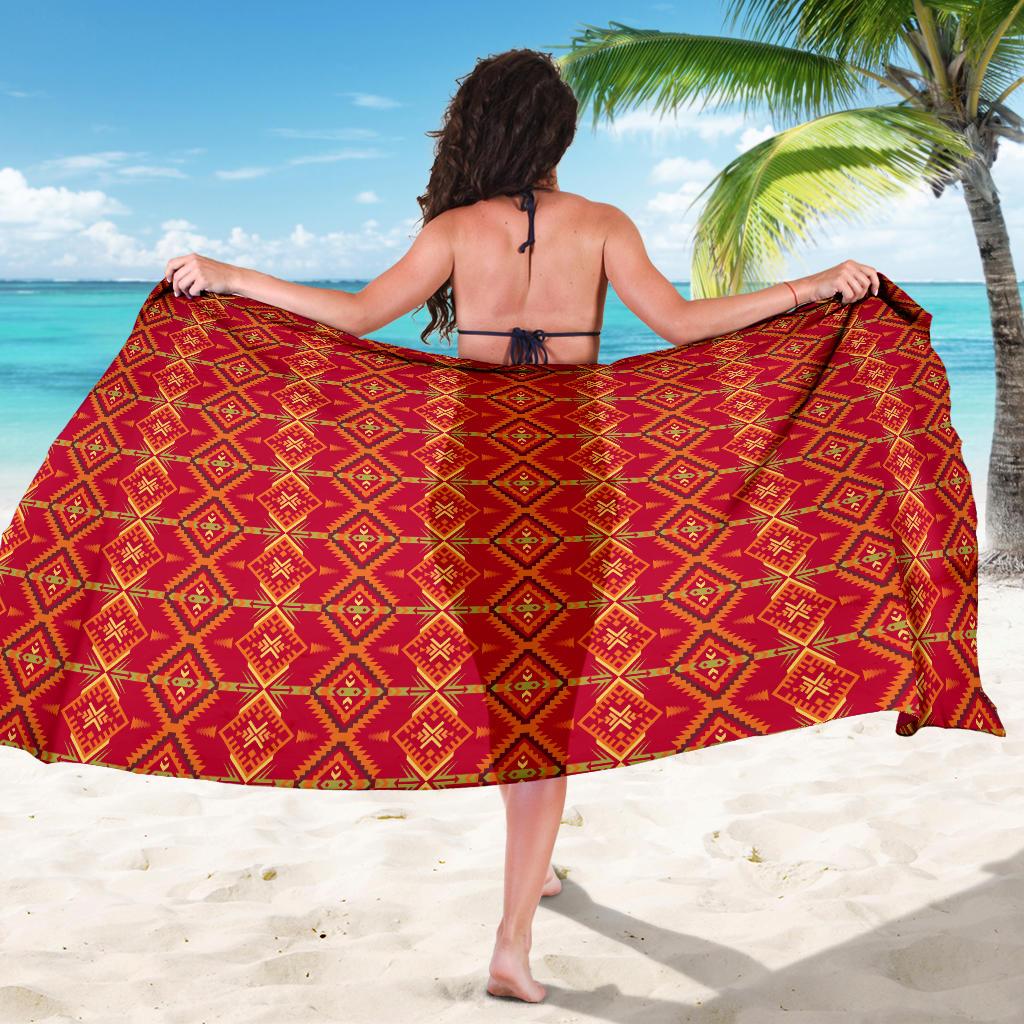 Southwest Aztec Design Themed Print Sarong Pareo Wrap