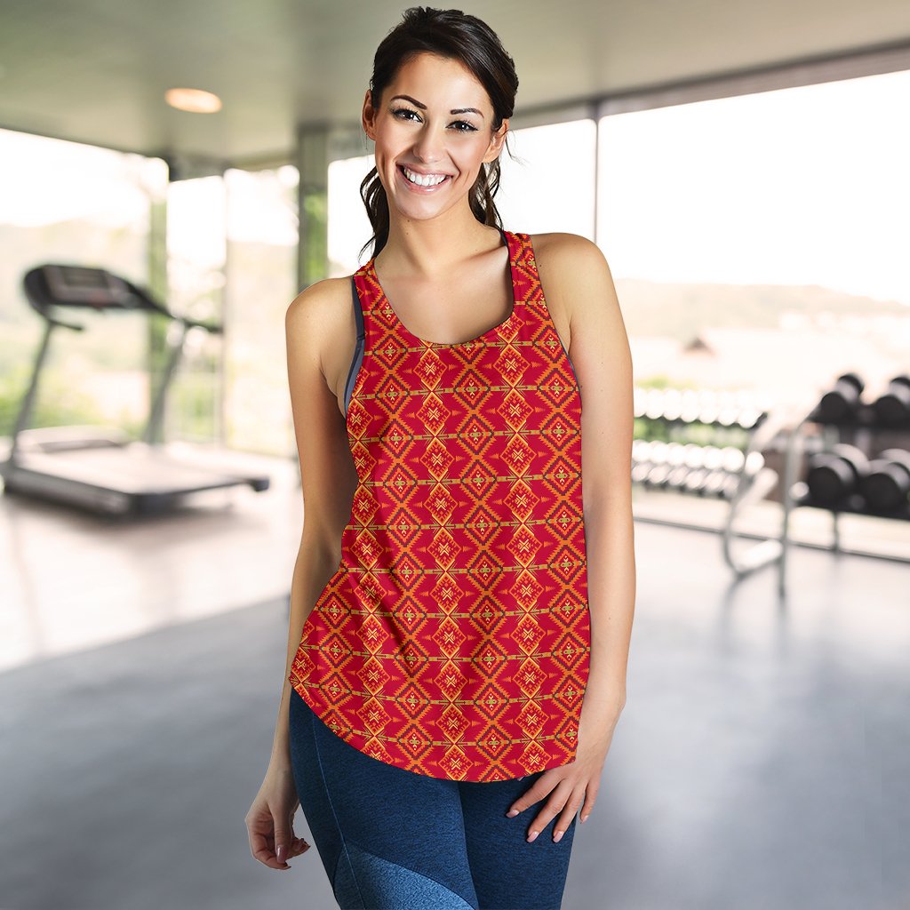 Southwest Aztec Design Themed Print Women Racerback Tank Top