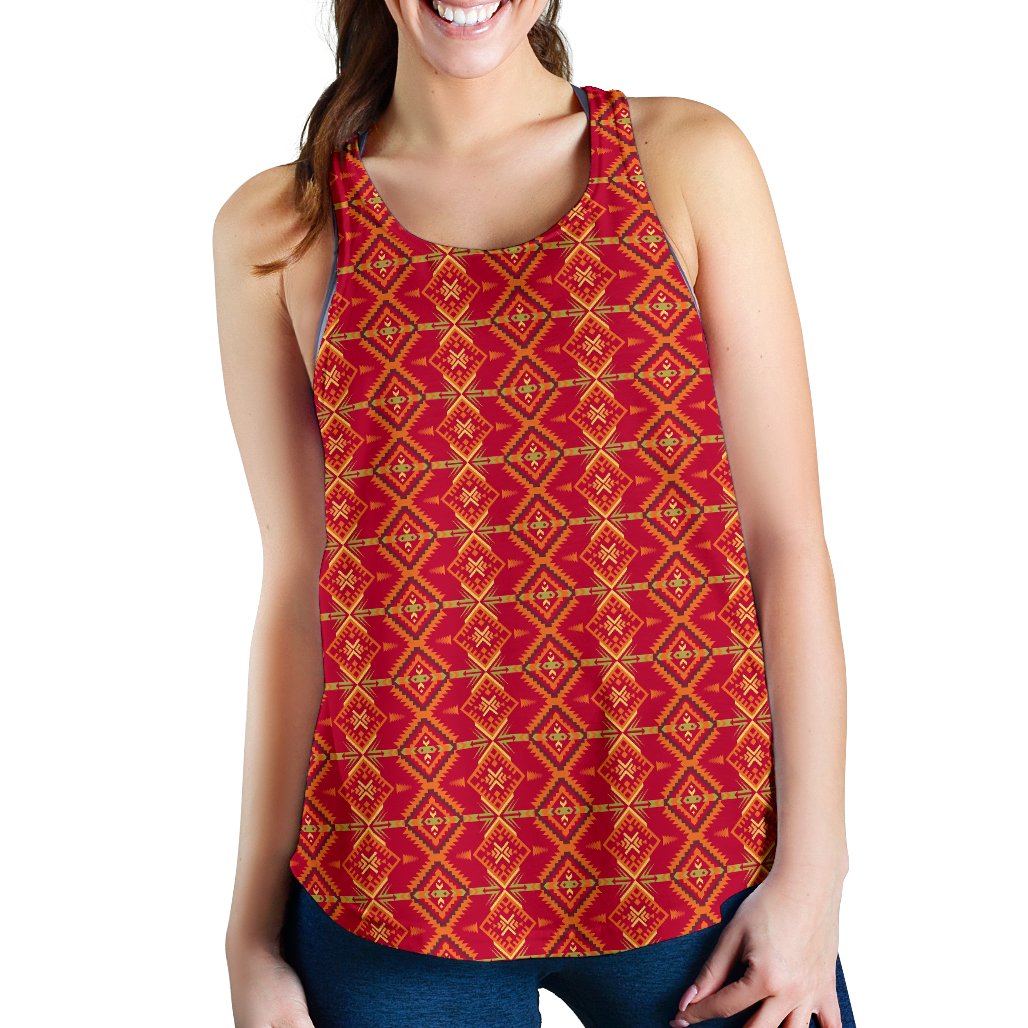 Southwest Aztec Design Themed Print Women Racerback Tank Top
