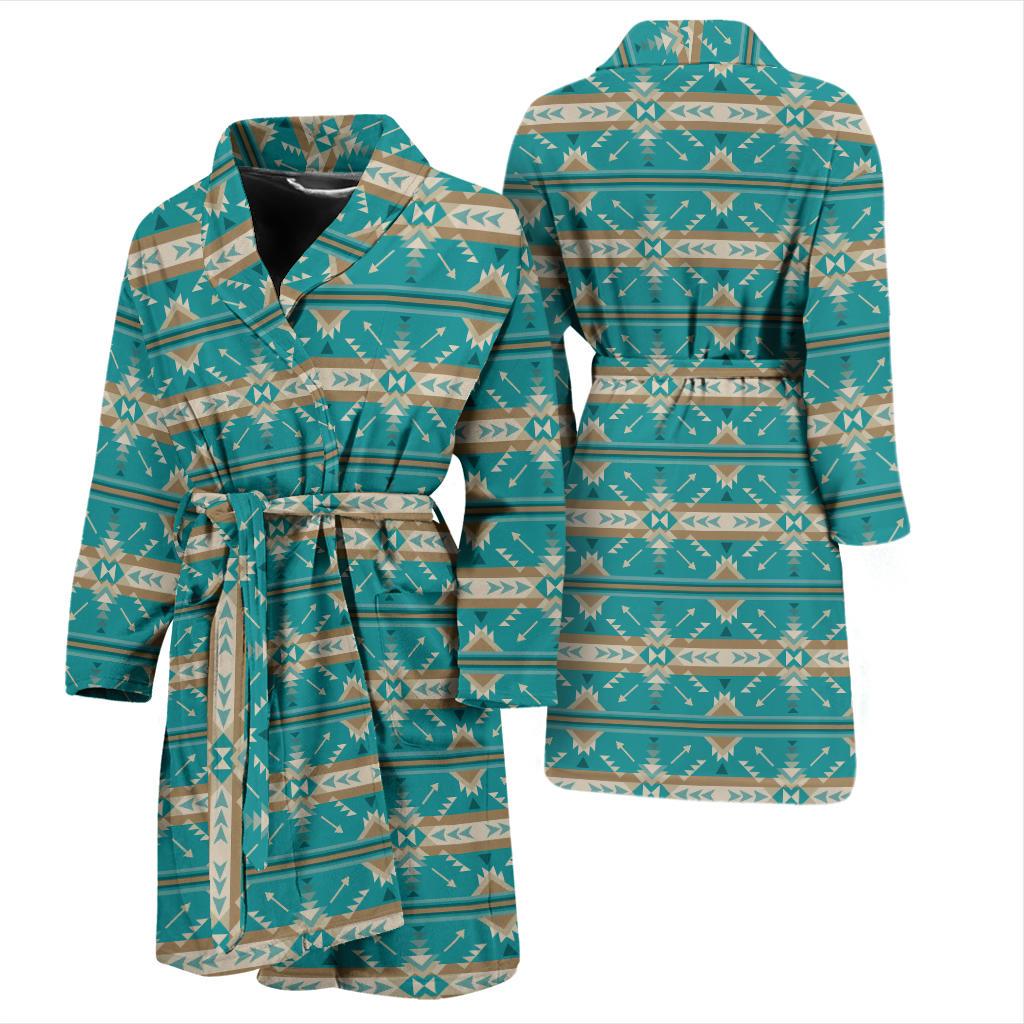 Southwest Native Design Themed Print Men Bath Robe-JTAMIGO.COM