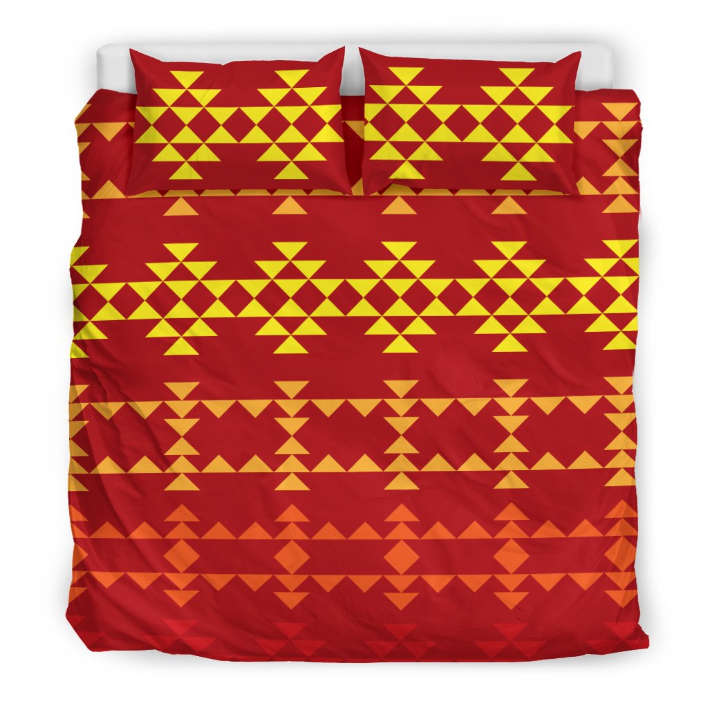Southwest Red Gold Design Themed Print Duvet Cover Bedding Set