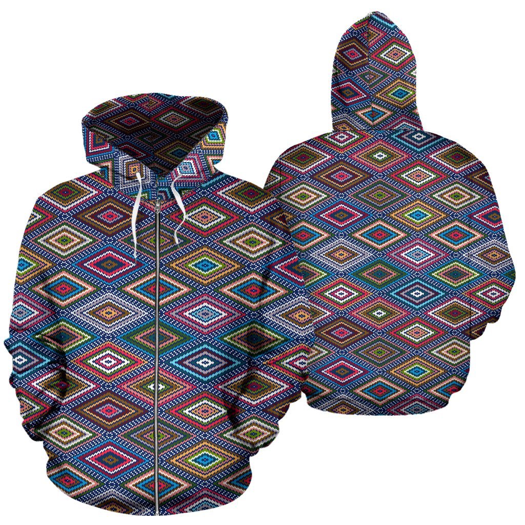 Southwestern Design Zip Up Hoodie