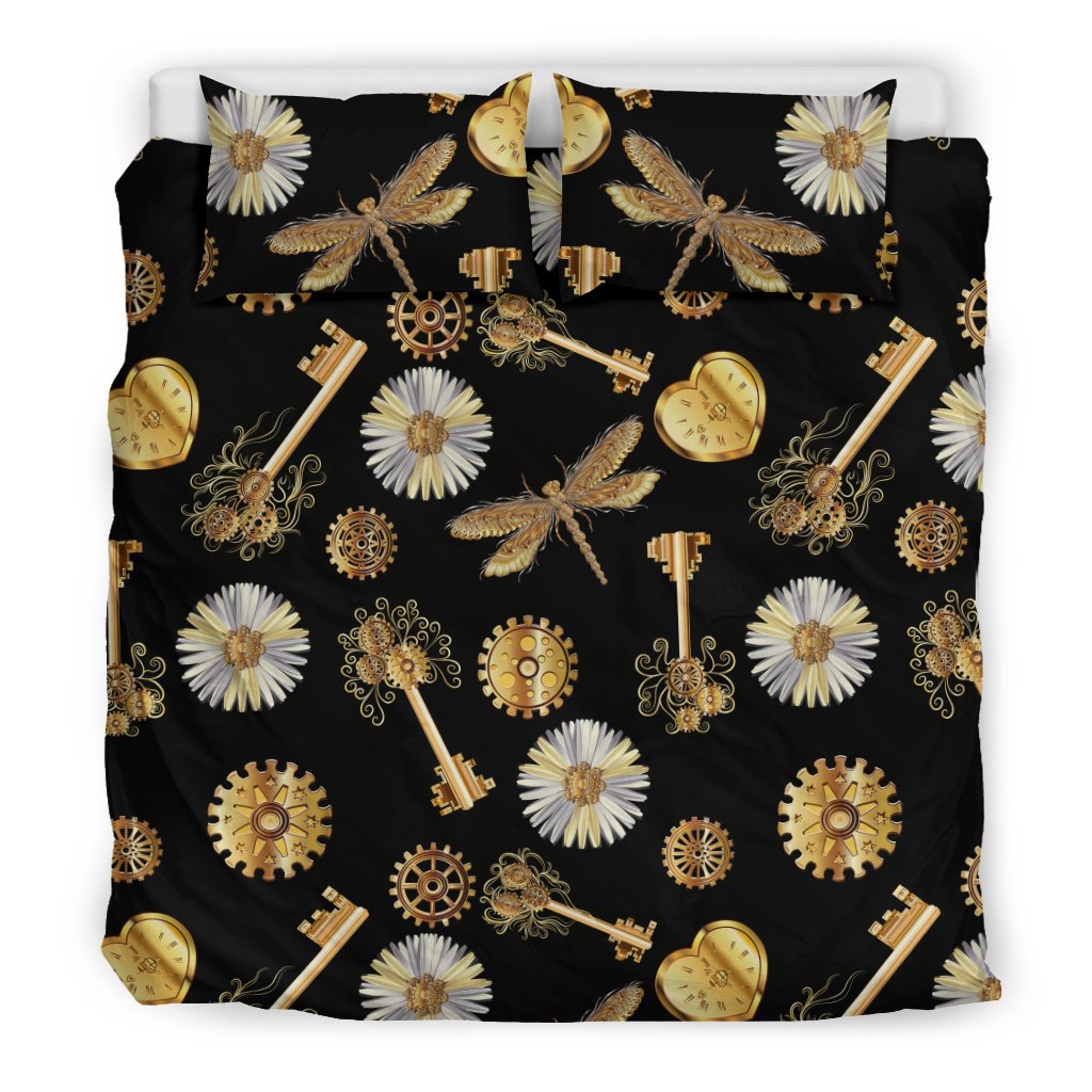 Steampunk Dragonfly Design Themed Print Duvet Cover Bedding Set