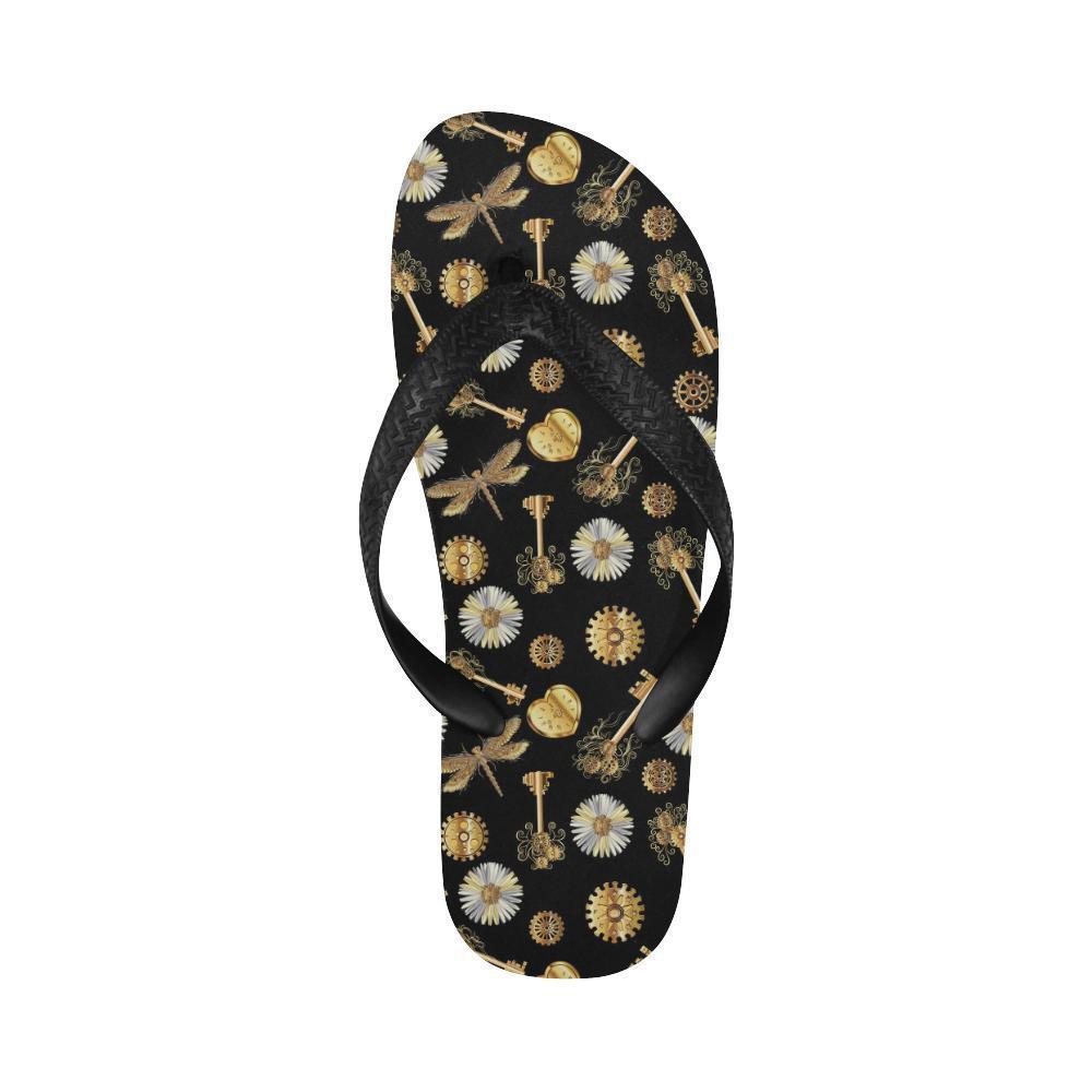 Steampunk Dragonfly Design Themed Print Flip Flops-JTAMIGO.COM
