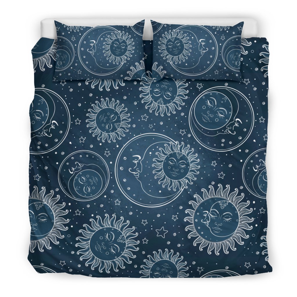 Sun Moon Tattoo Design Themed Print Duvet Cover Bedding Set