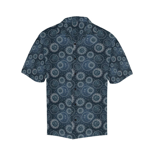 Sun Moon Tattoo Design Themed Print Men Aloha Hawaiian Shirt