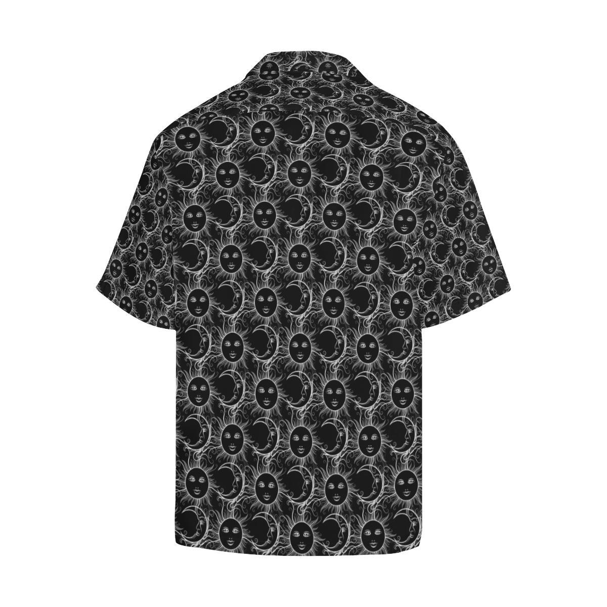 Sun Moon White Design Themed Print Men Aloha Hawaiian Shirt