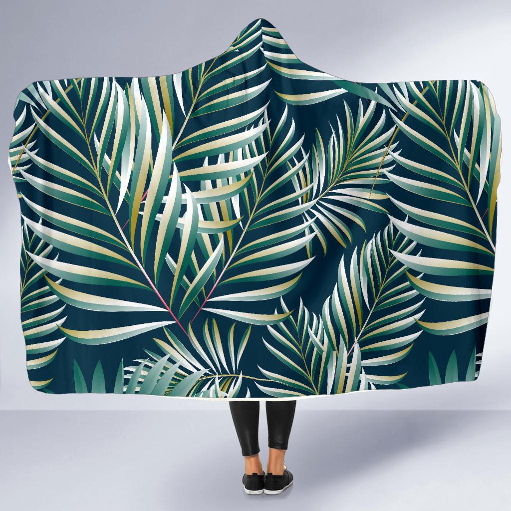Sun Spot Tropical Palm Leaves hower Curtain Hooded Blanket-JTAMIGO.COM