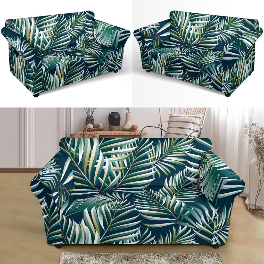 Sun Spot Tropical Palm Leaves hower Curtain Loveseat Slipcover-JTAMIGO.COM