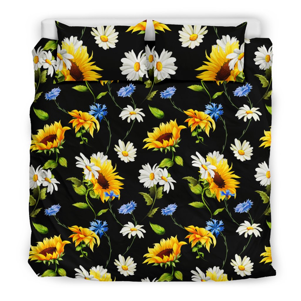 Sunflower Chamomile Bright Color Print Duvet Cover Bedding Set