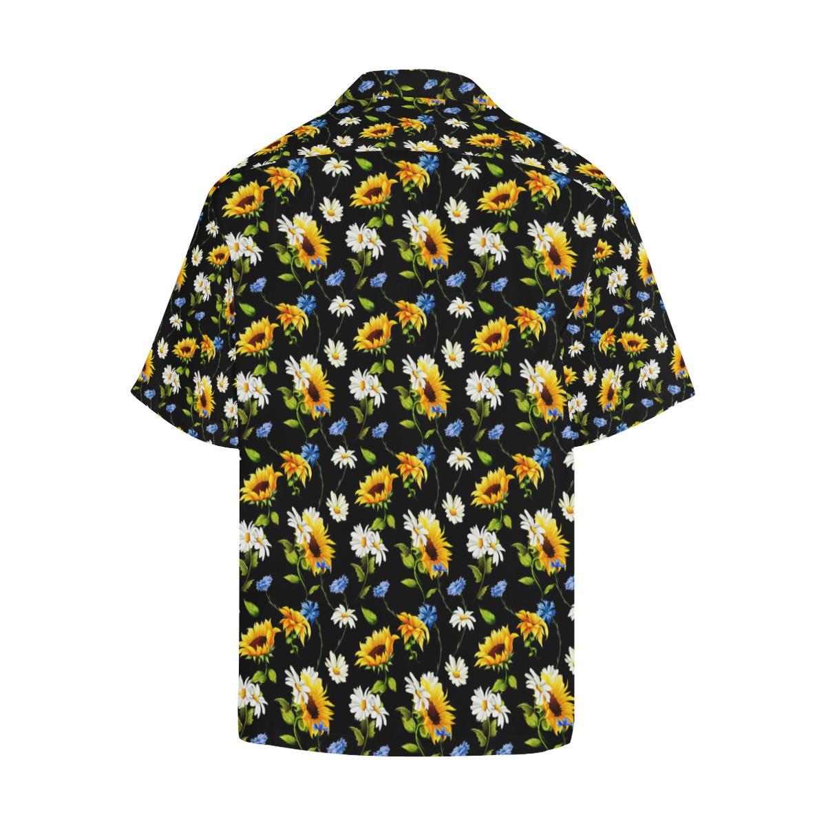 Sunflower Chamomile Bright Color Print Men Aloha Hawaiian Shirt