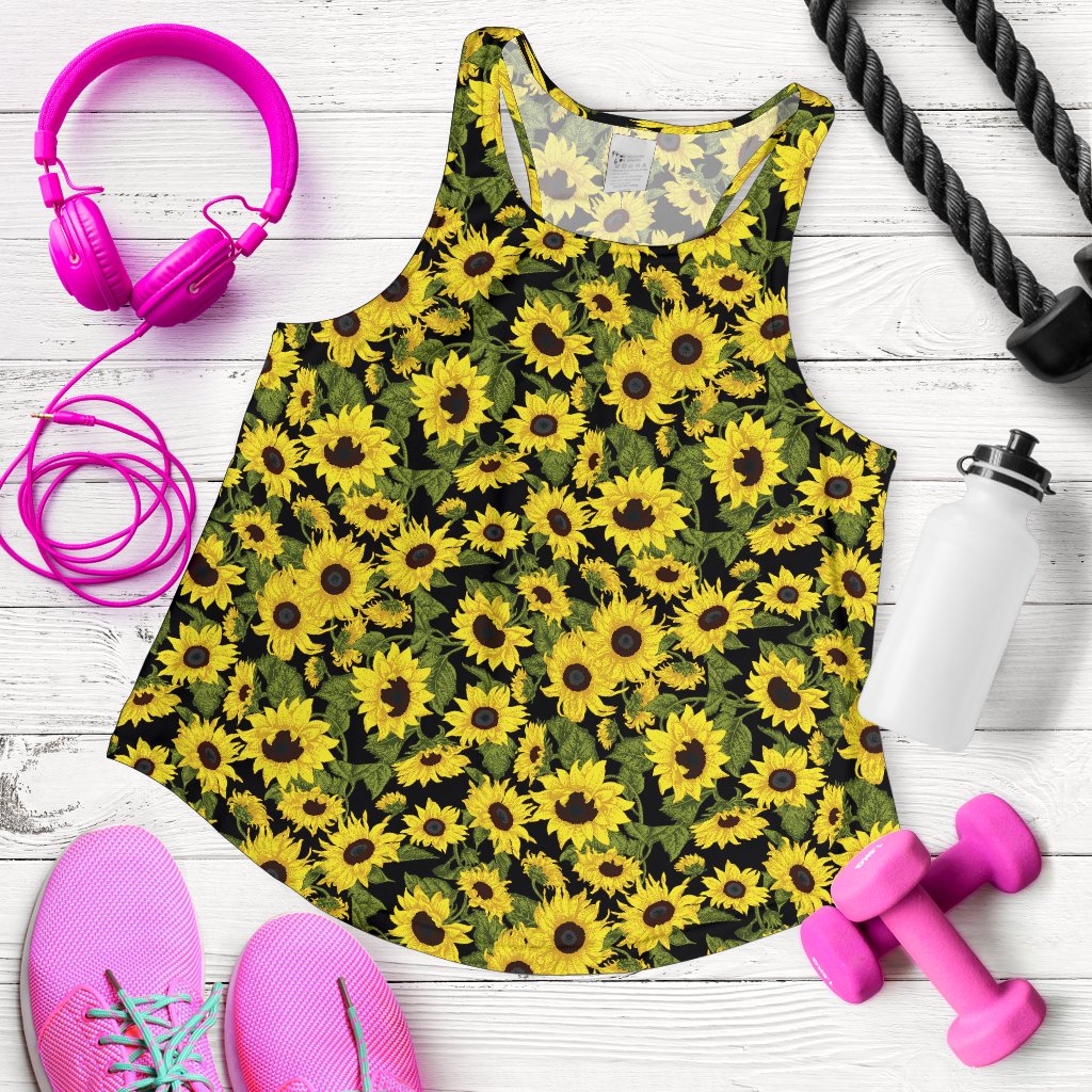 Sunflower Fresh Bright Color Print Women Racerback Tank Top