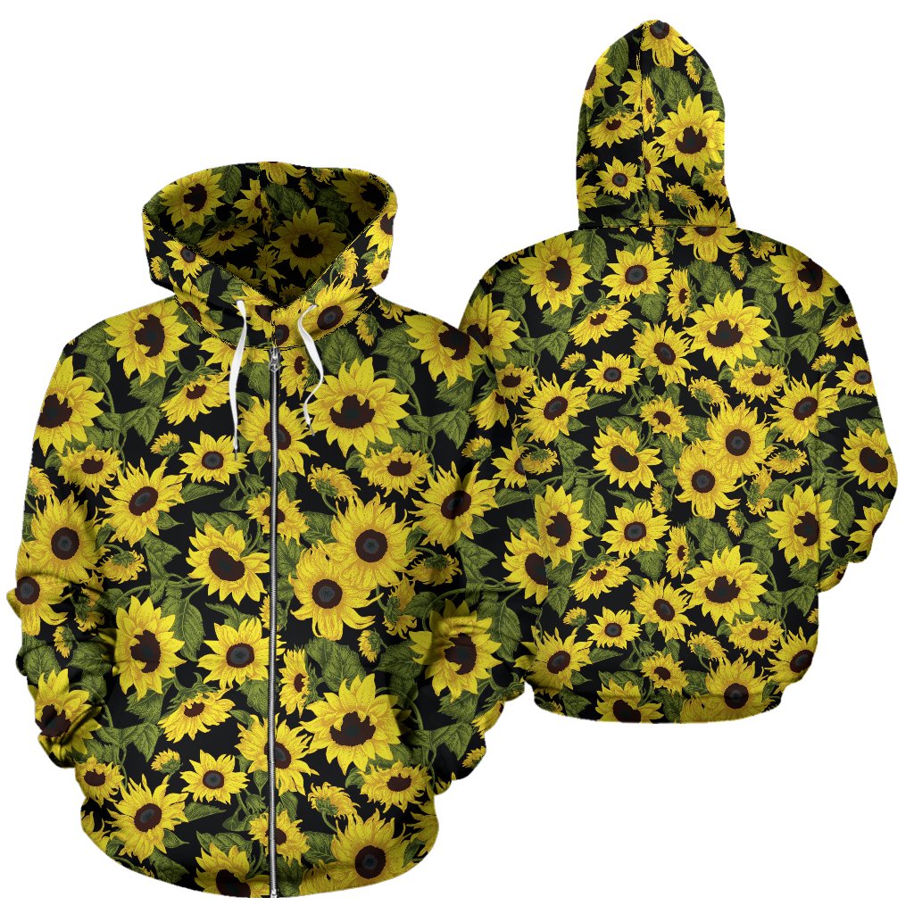 Sunflower Fresh Bright Color Print Zip Up Hoodie