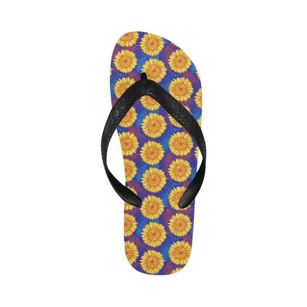 Sunflower Hand Drawn Style Print Flip Flops-JTAMIGO.COM