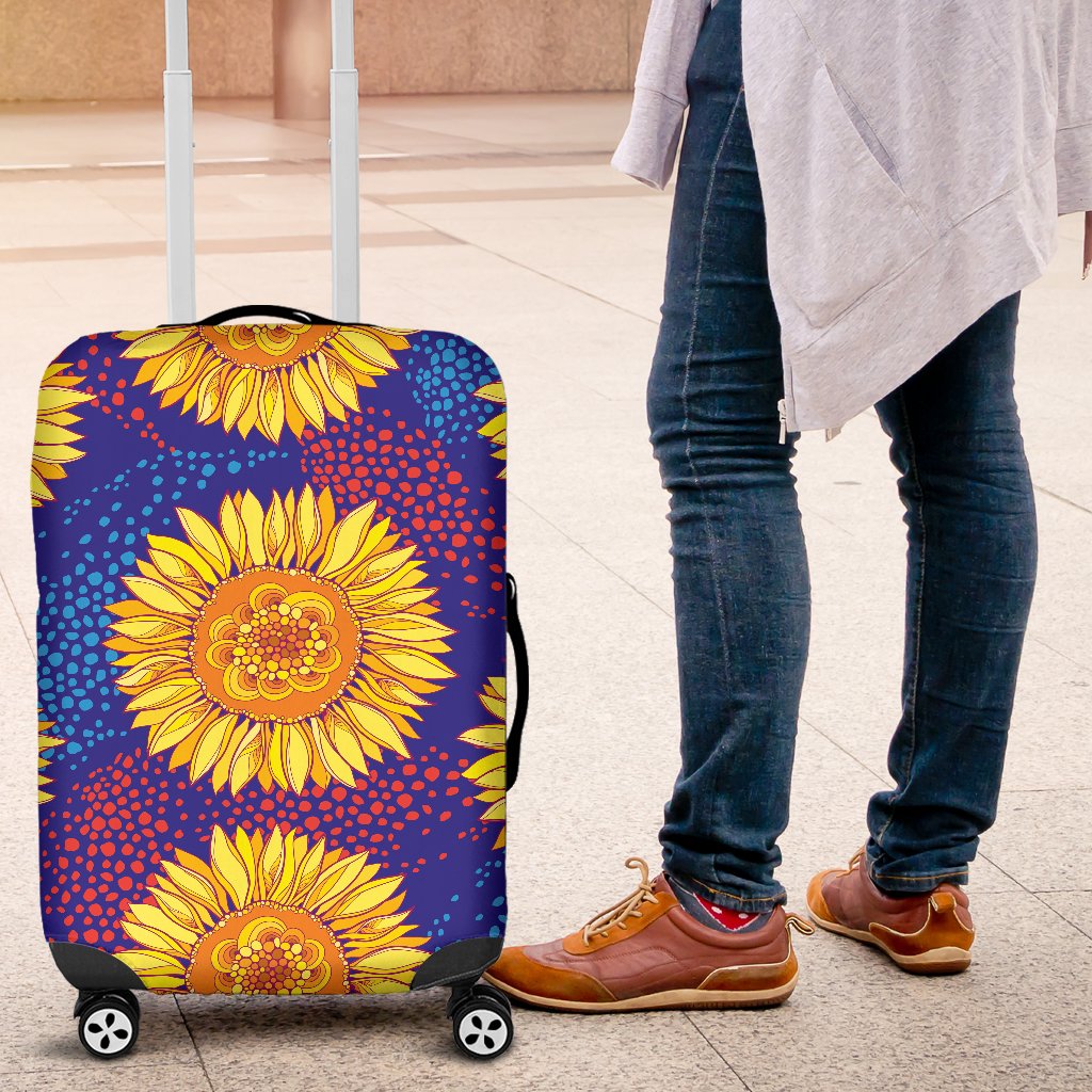 Sunflower Hand Drawn Style Print Luggage Cover Protector