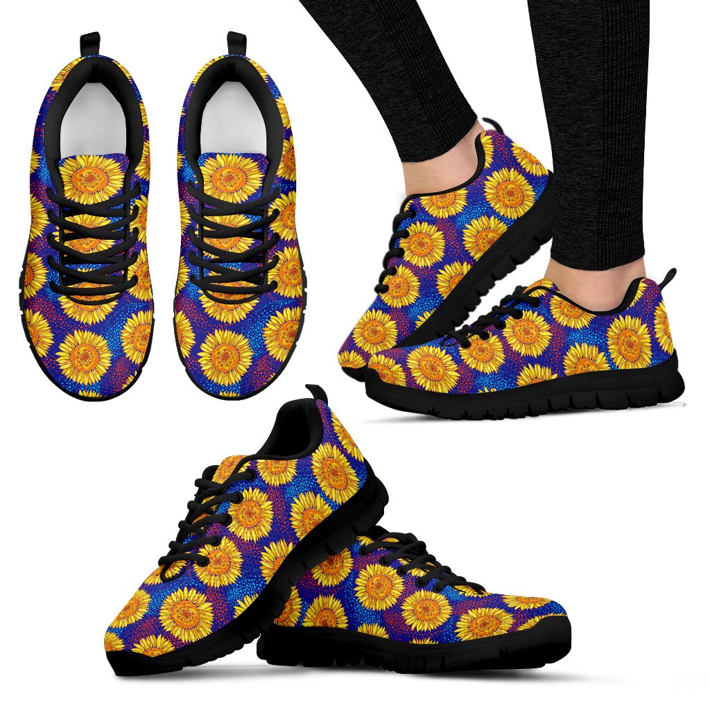 Sunflower Hand Drawn Style Print Women Sneakers Shoes