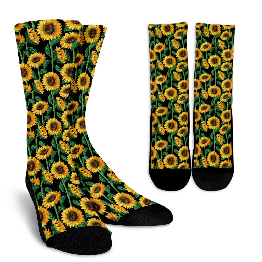 Sunflower Realistic Print Pattern Crew Socks