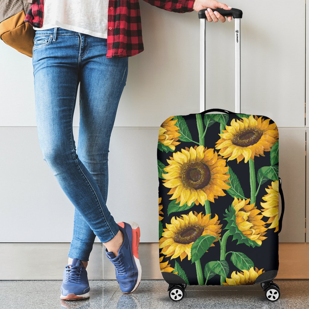 Sunflower Realistic Print Pattern Luggage Cover Protector