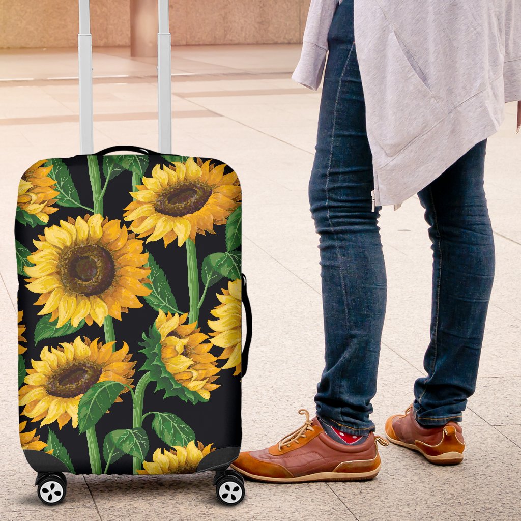 Sunflower Realistic Print Pattern Luggage Cover Protector