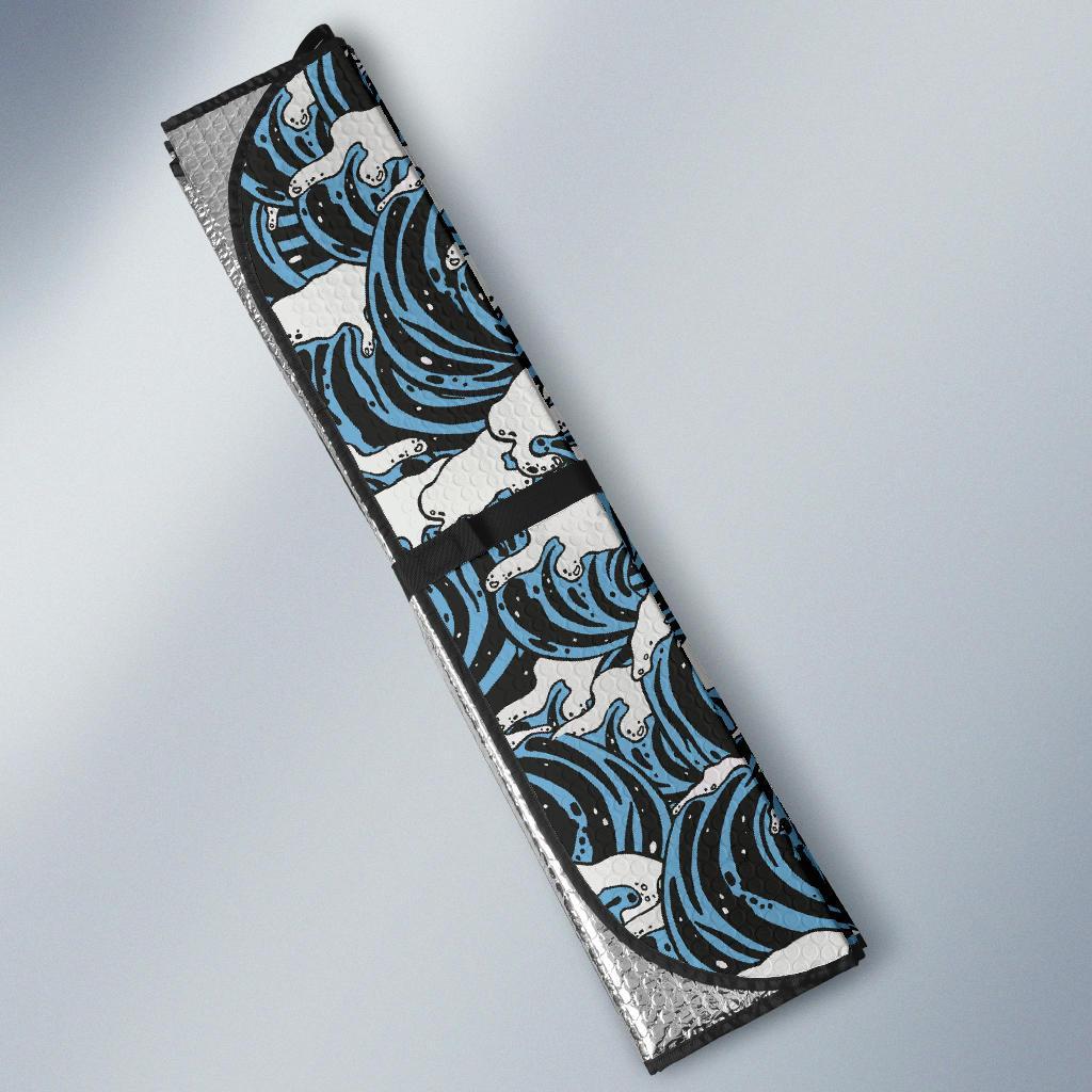 Surf Wave Pattern Print Car Sun Shade For Windshield