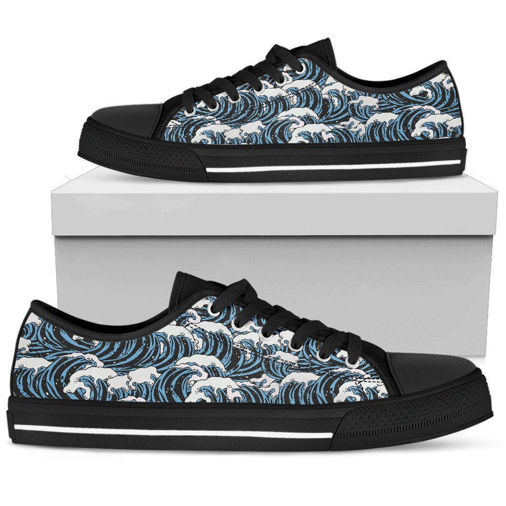Surf Wave Pattern Print Women Low Top Shoes-JTAMIGO.COM