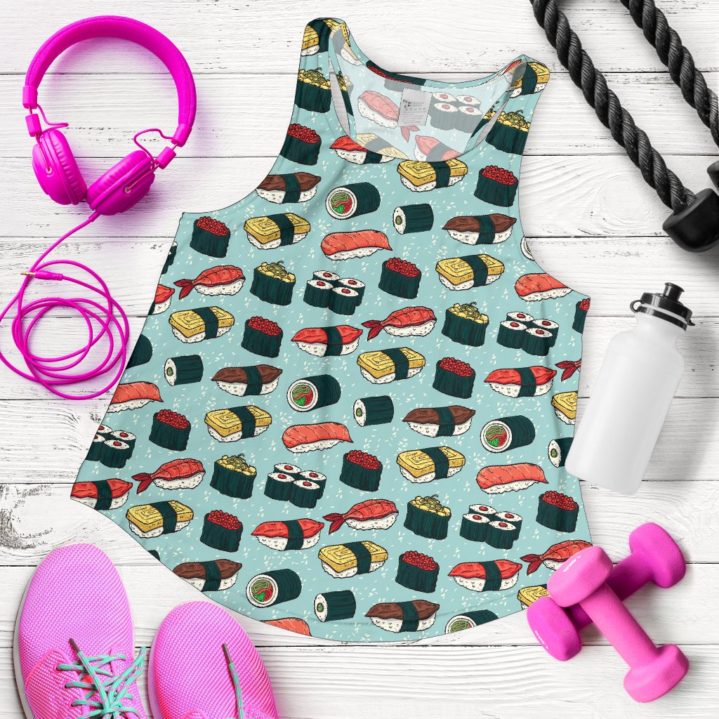 Sushi Pattern Design Women Racerback Tank Top