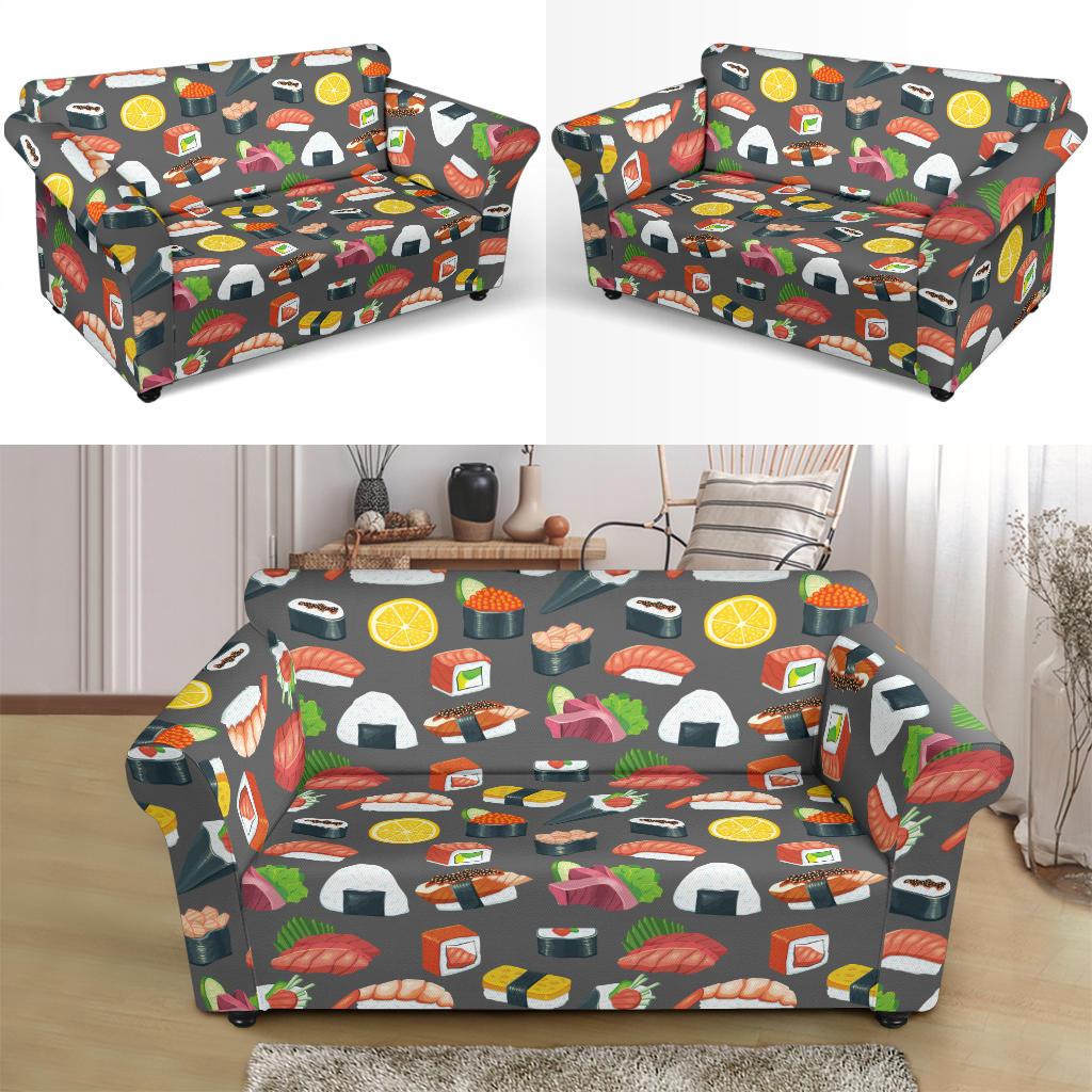 Sushi Pattern Print Loveseat Slipcover-JTAMIGO.COM