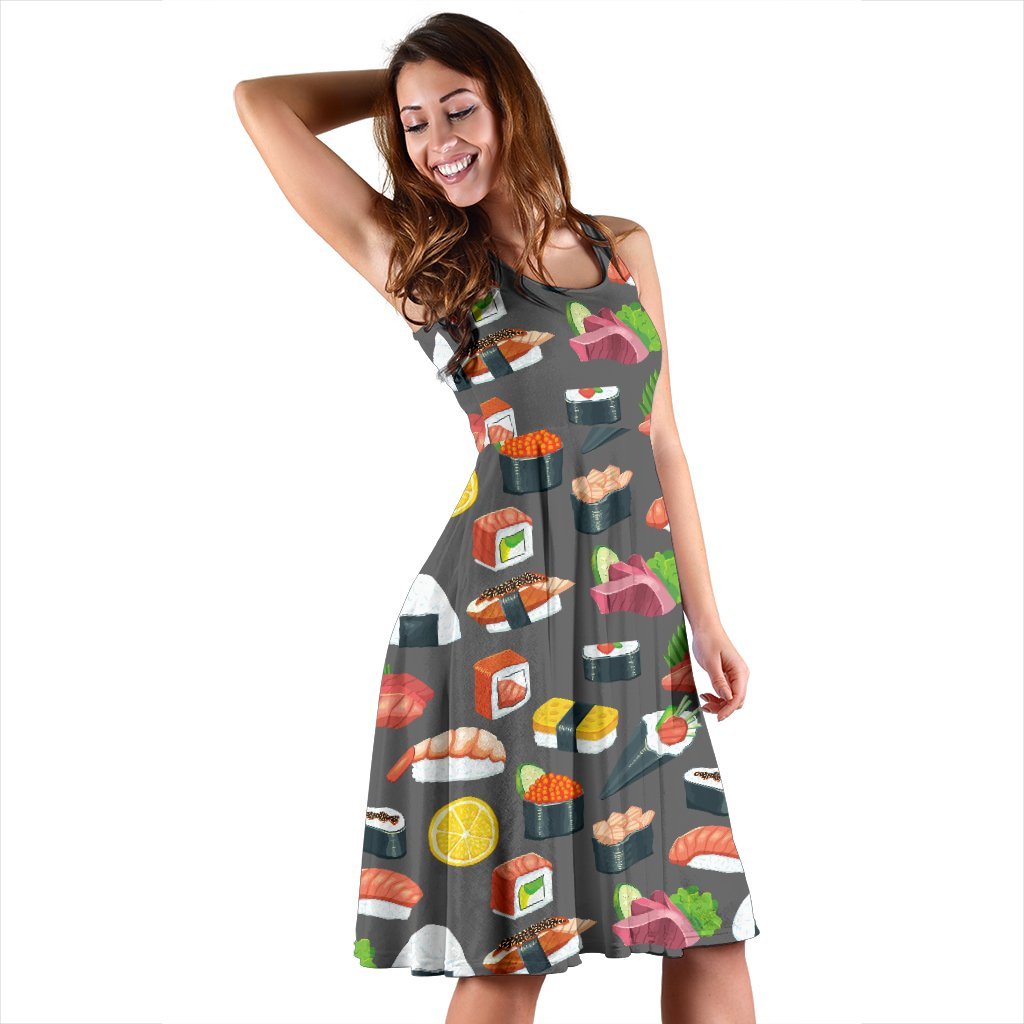 Sushi Pattern Print Sleeveless Dress