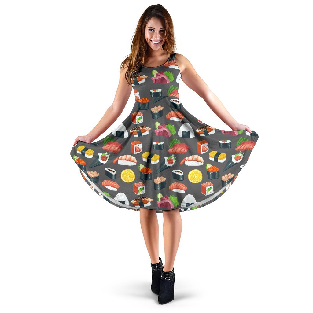 Sushi Pattern Print Sleeveless Dress