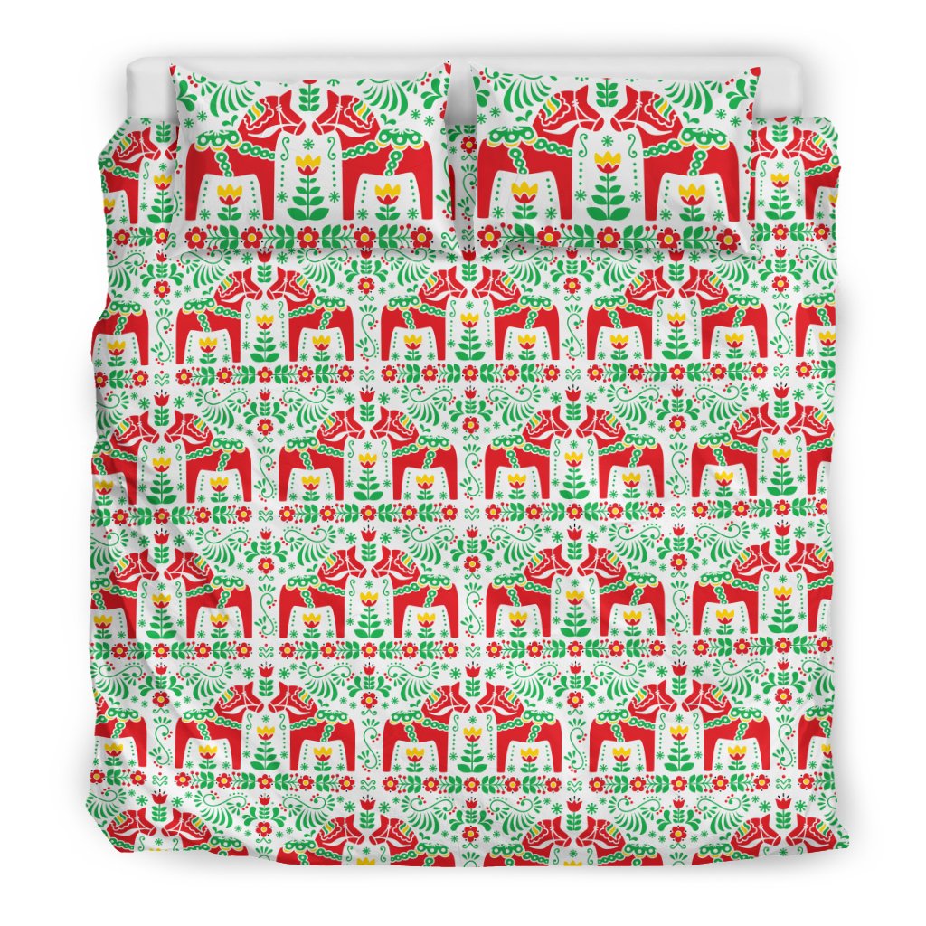 Swedish Dala Style Pattern Duvet Cover Bedding Set
