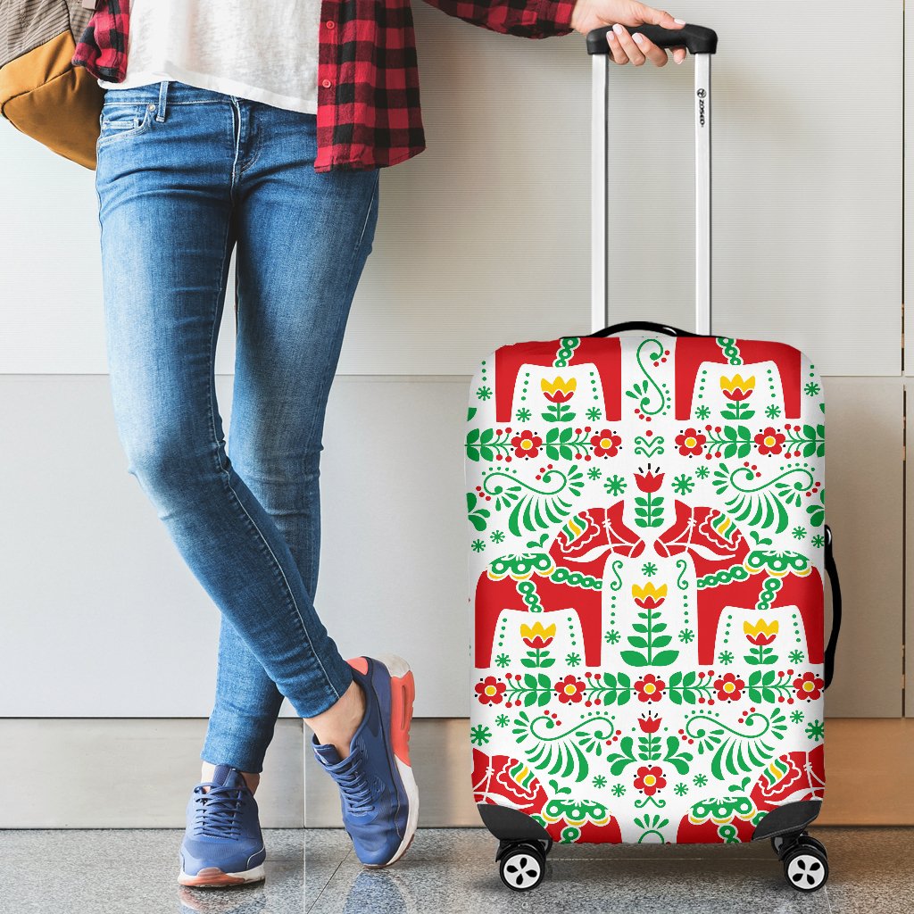 Swedish Dala Style Pattern Luggage Cover Protector