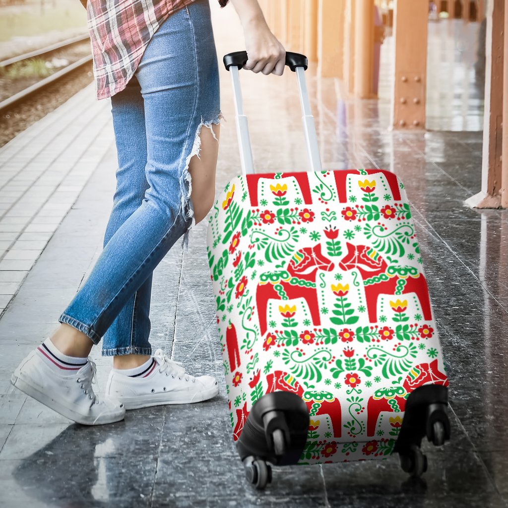 Swedish Dala Style Pattern Luggage Cover Protector
