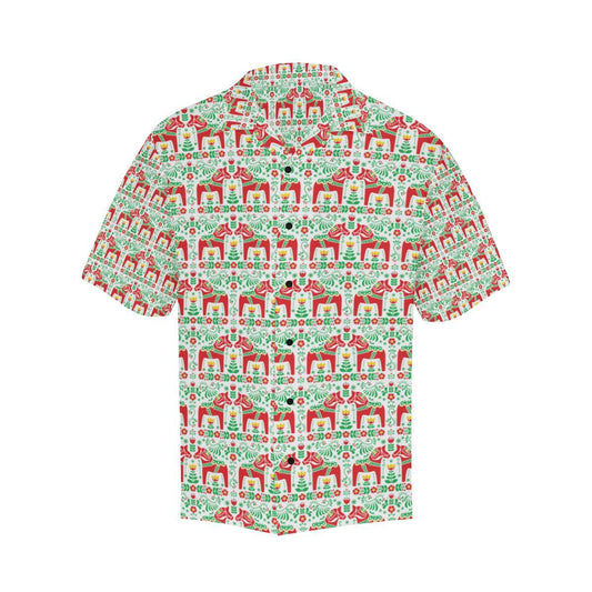 Swedish Dala Style Pattern Men Aloha Hawaiian Shirt