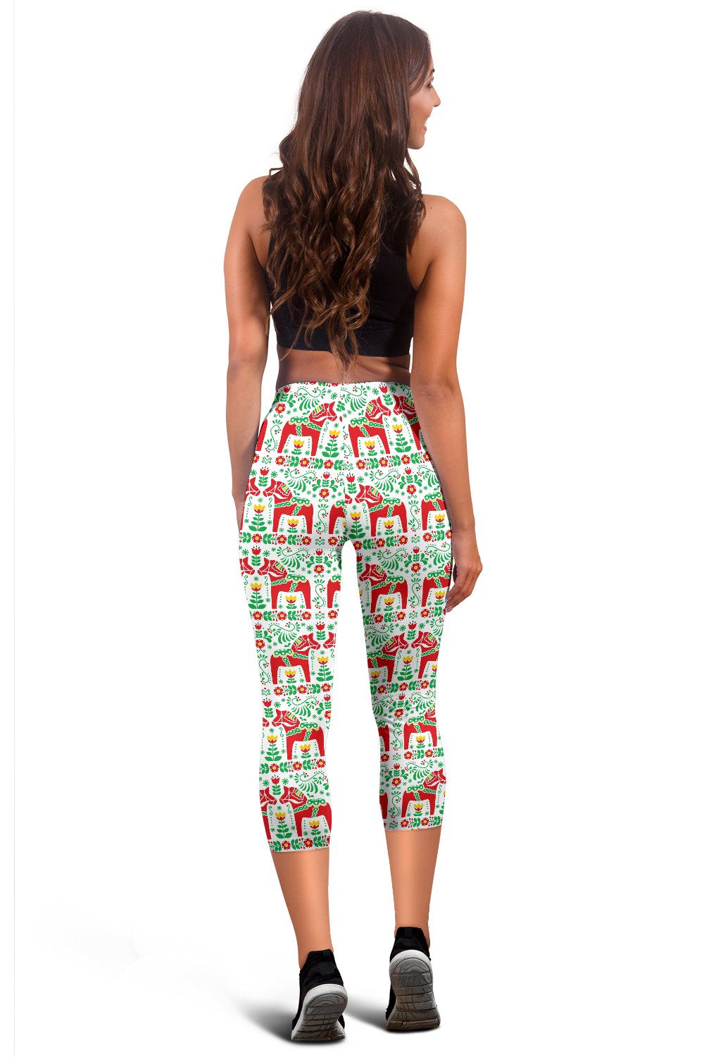 Swedish Dala Style Pattern Women Capris