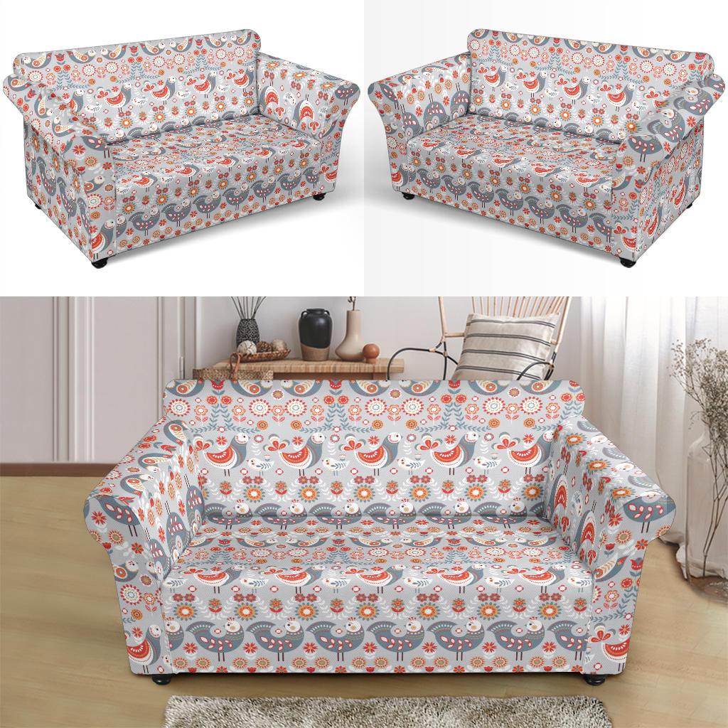 Swedish Nordic Design Print Loveseat Slipcover-JTAMIGO.COM