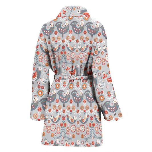 Swedish Nordic Design Print Women Bath Robe-JTAMIGO.COM