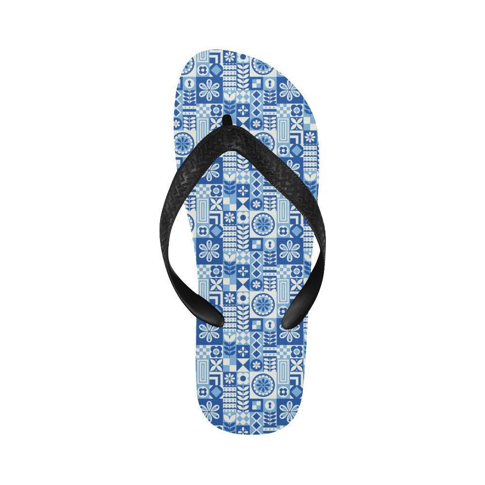 Swedish Print Pattern Flip Flops-JTAMIGO.COM