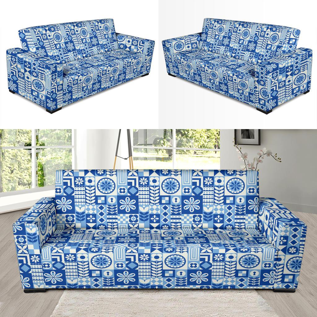 Swedish Print Pattern Sofa Slipcover-JTAMIGO.COM