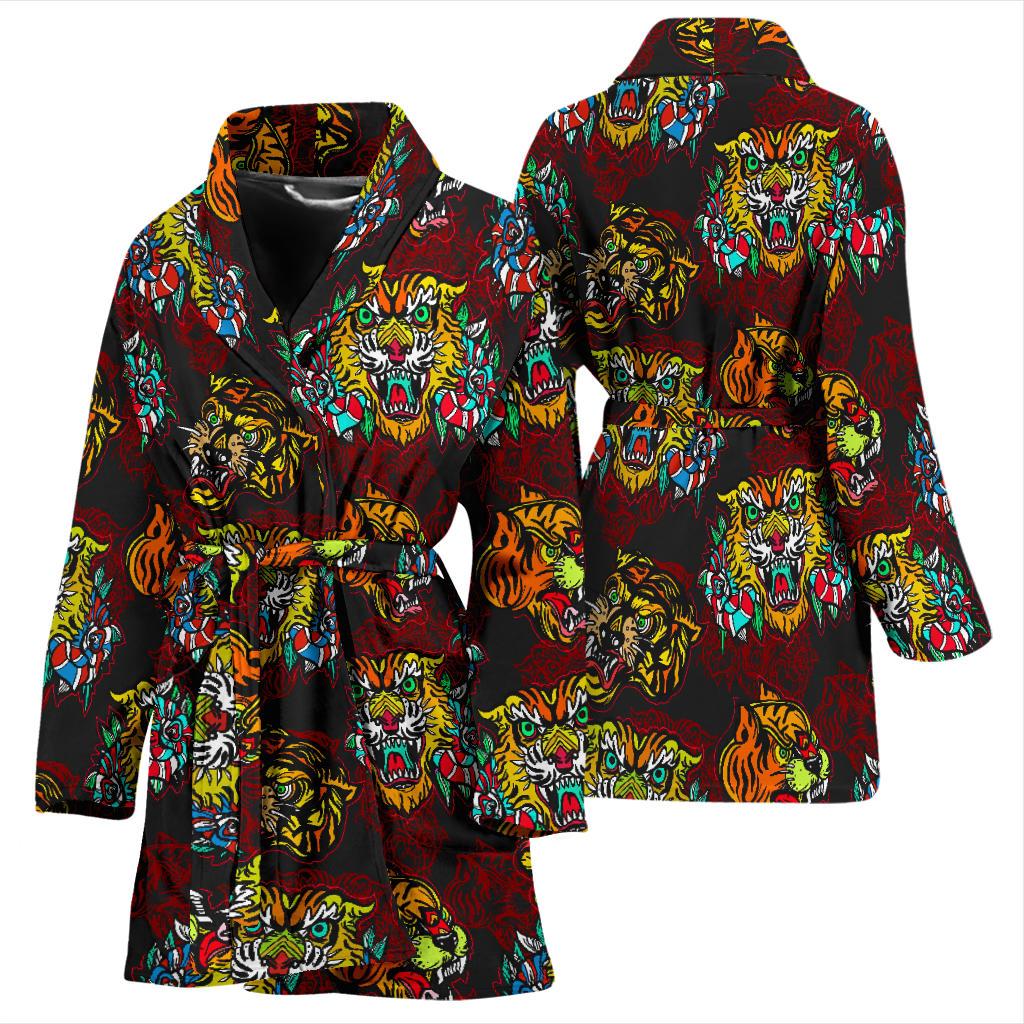 Tattoo Tiger Colorful Design Women Bath Robe-JTAMIGO.COM