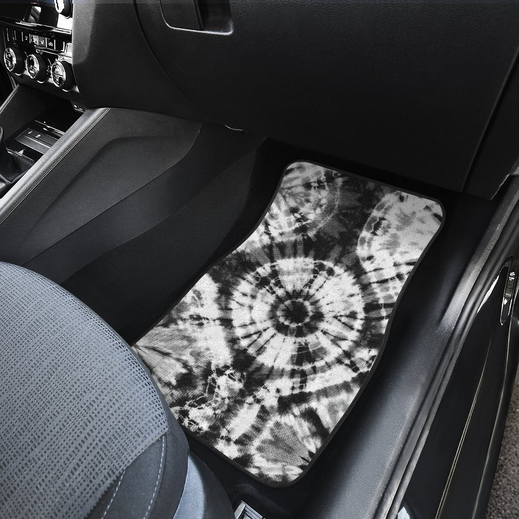 Tie Dye Black White Design Print Car Floor Mats