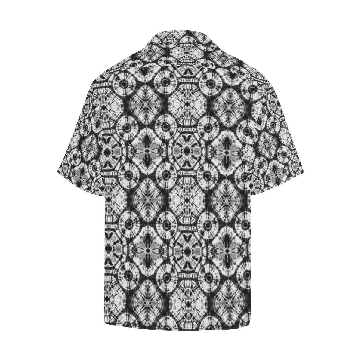 Tie Dye Black White Design Print Men Aloha Hawaiian Shirt