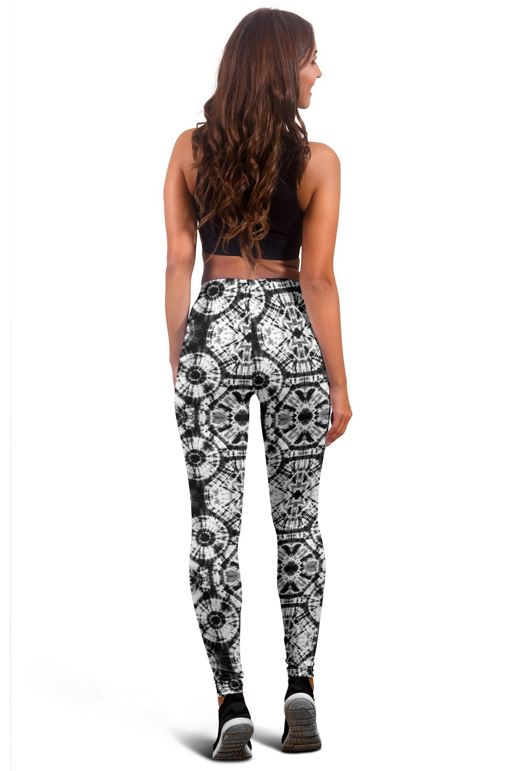 Tie Dye Black White Design Print Women Leggings