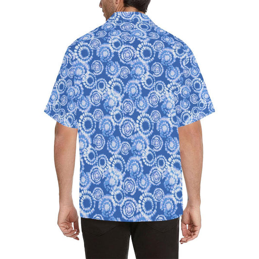 Tie Dye Blue Design Print Men Aloha Hawaiian Shirt