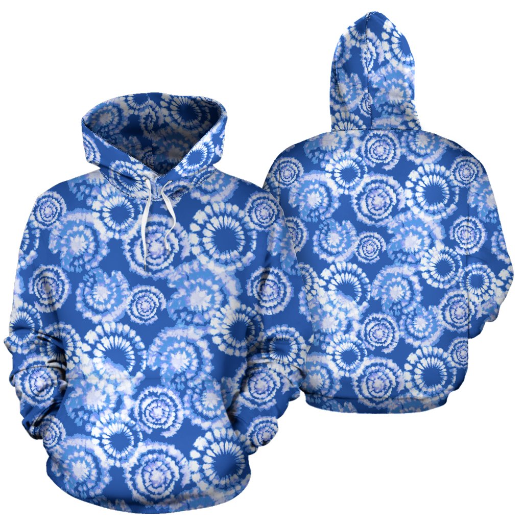 Tie Dye Blue Design Print Pullover Hoodie