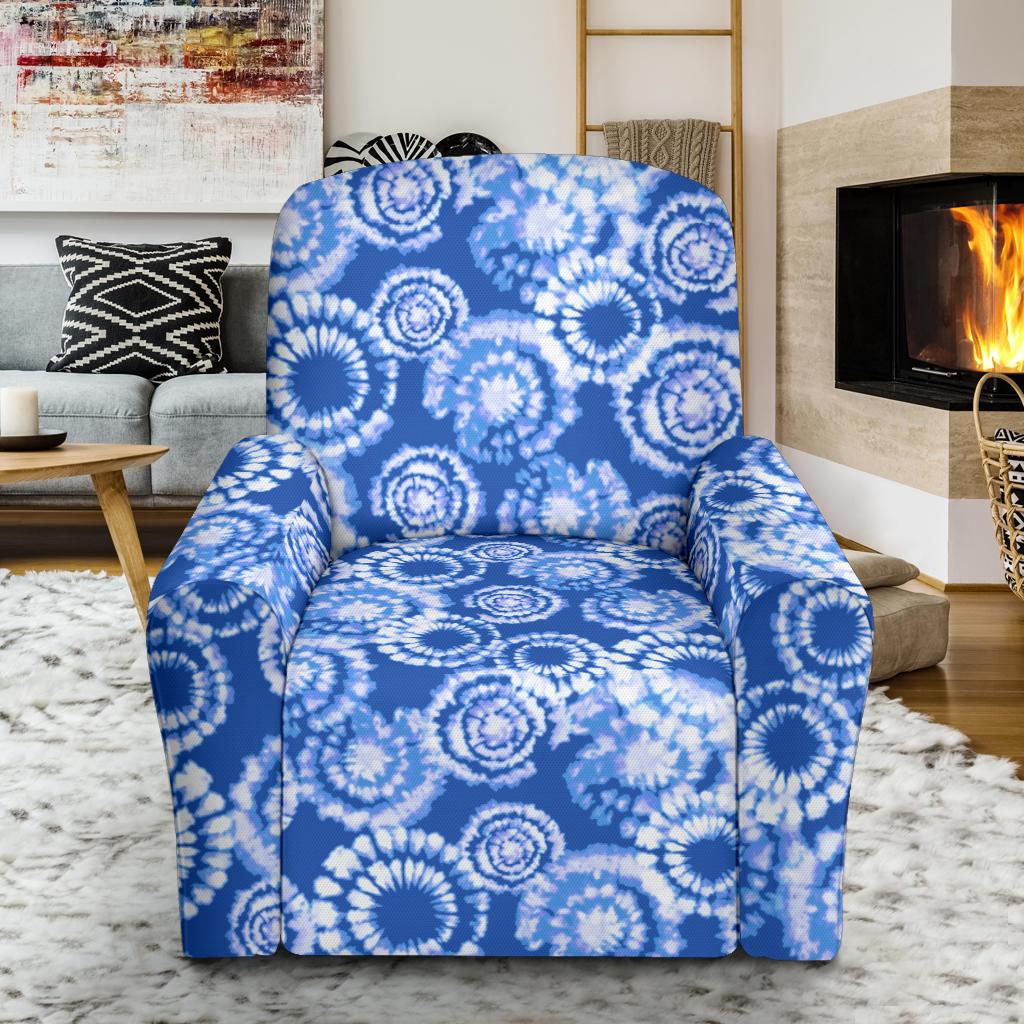 Tie Dye Blue Design Print Single Sofa Slipcover -JTAMIGO.COM