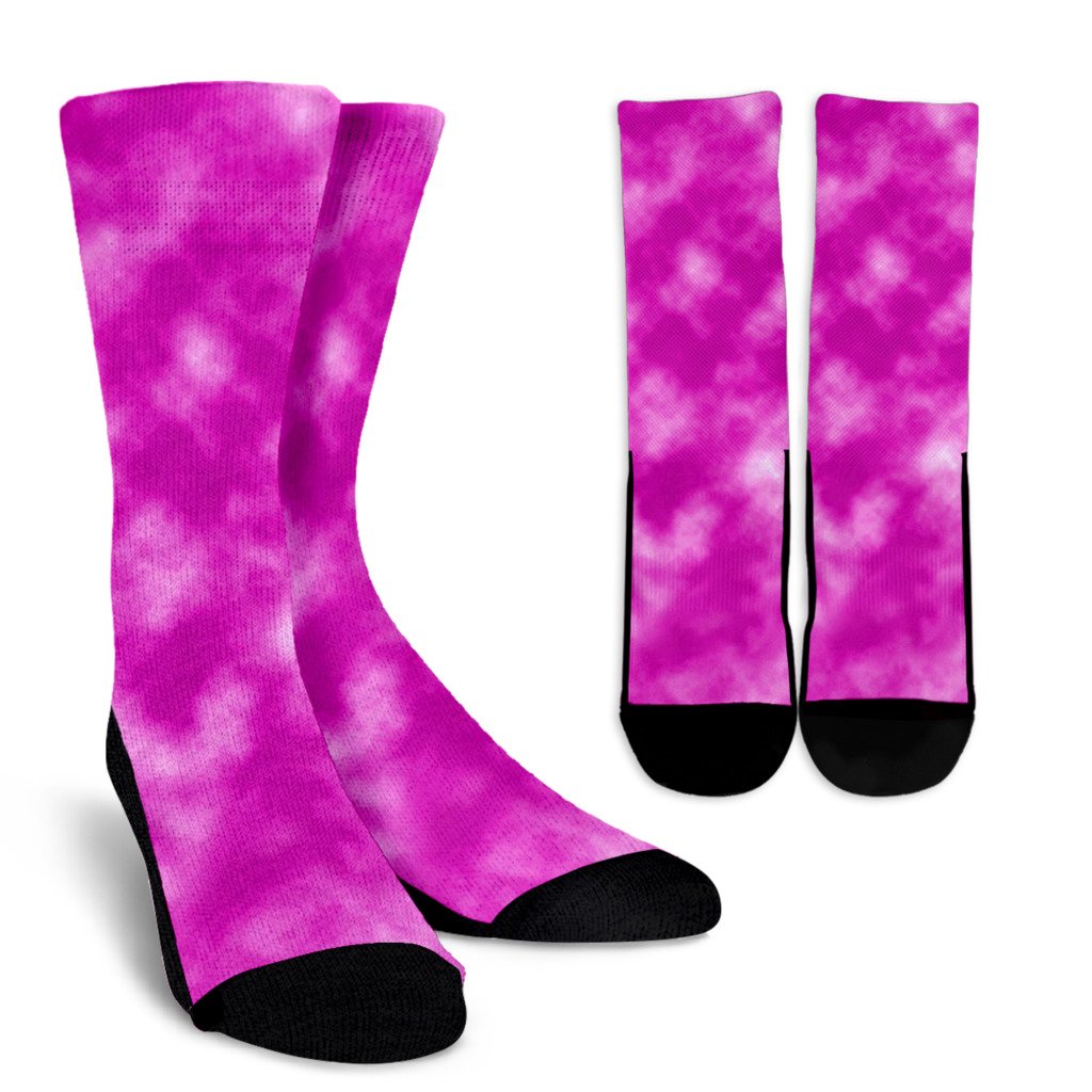 Tie Dye Pink Design Print Crew Socks