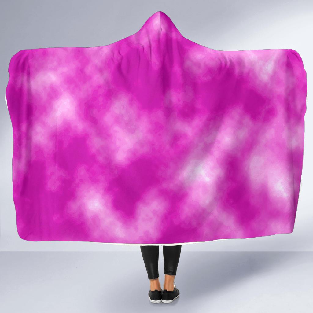 Tie Dye Pink Design Print Hooded Blanket-JTAMIGO.COM