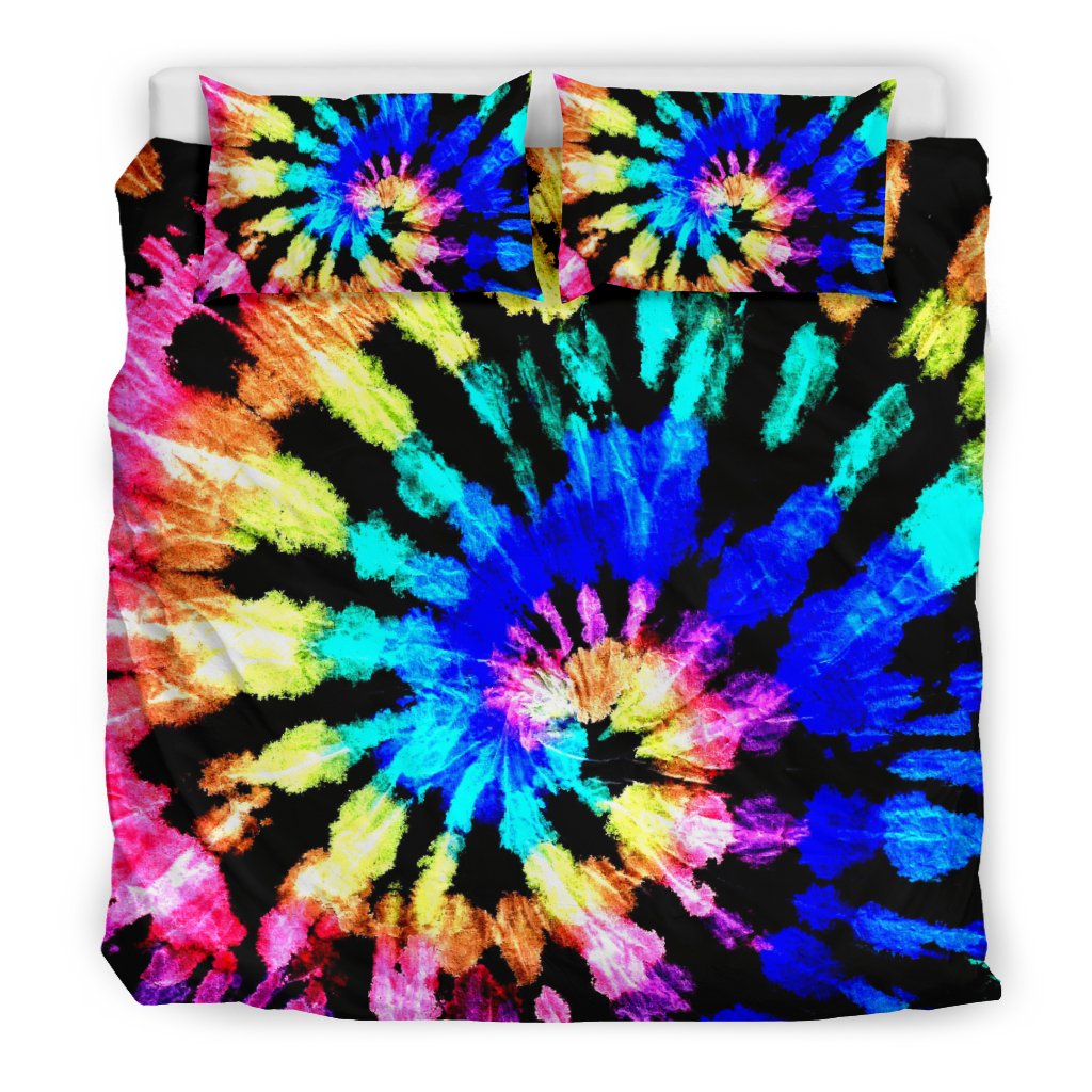 Tie Dye Rainbow Design Print Duvet Cover Bedding Set